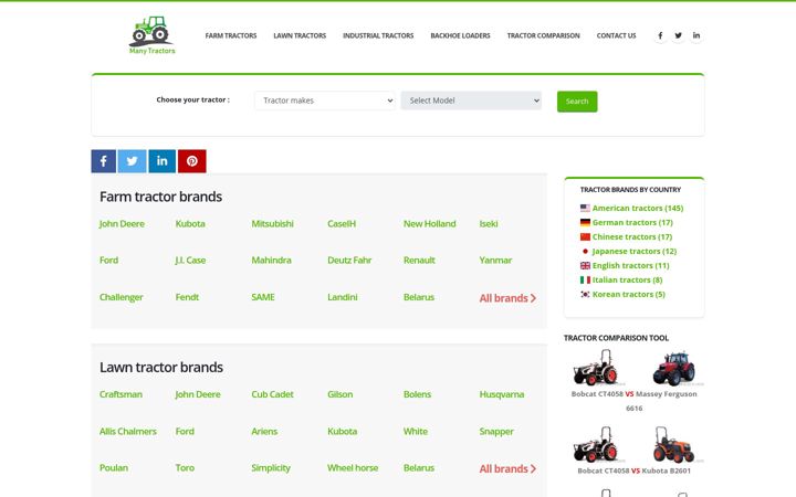 Posnetek zaslona manytractors.com