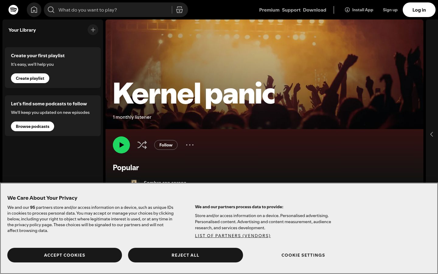 Screenshot of the consent banner shown before any interaction
