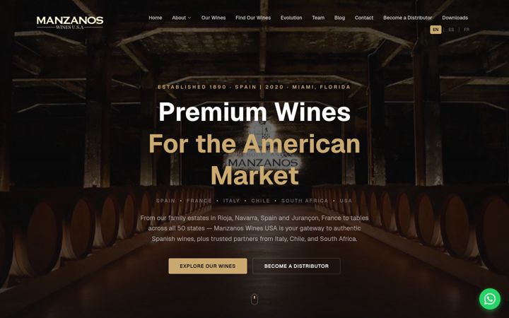 Screenshot of manzanoswinesusa.com