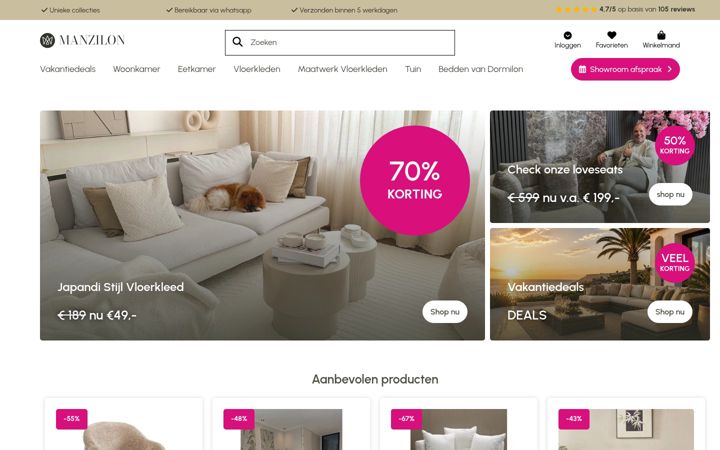 Screenshot of manzilon.nl
