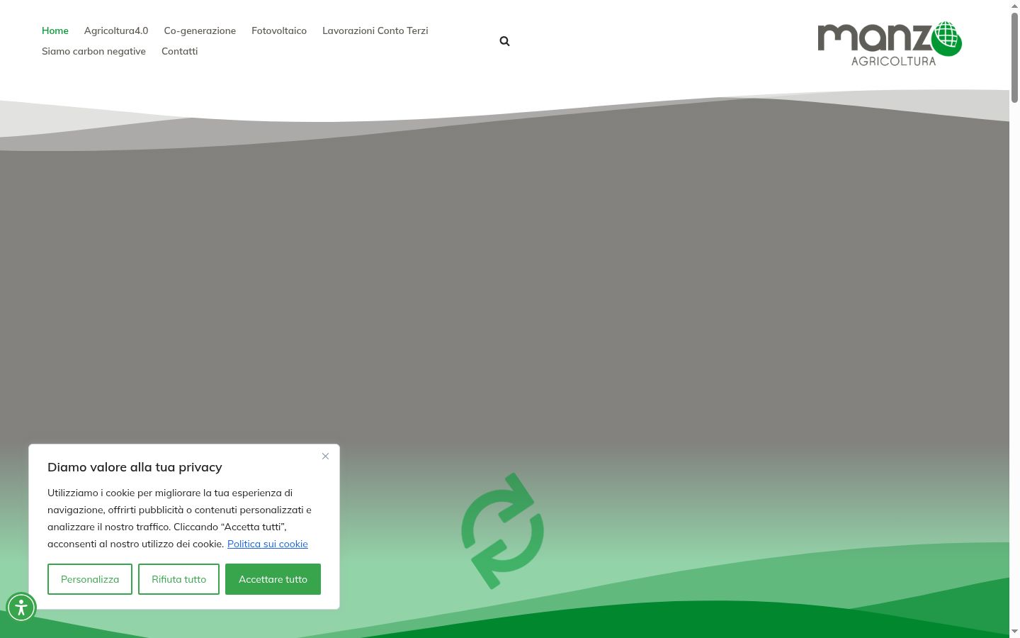 Screenshot del banner di consenso mostrato prima di qualsiasi interazione