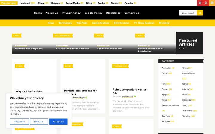 Screenshot of maomaohype.com