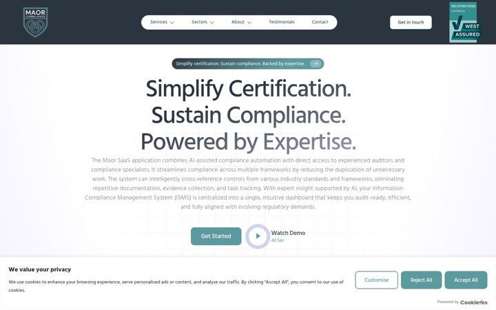 Screenshot of maorcompliance.com