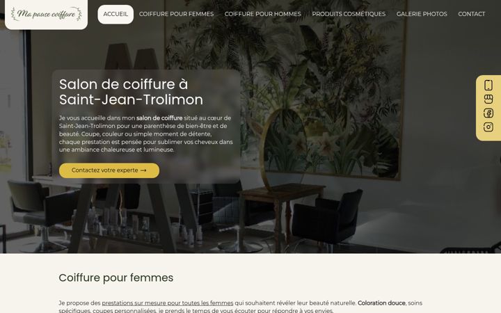 Screenshot of mapausecoiffure.fr