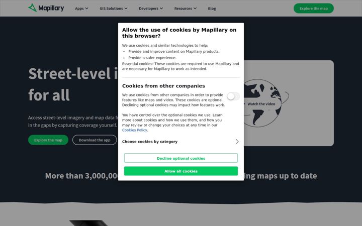 Screenshot of mapillary.com