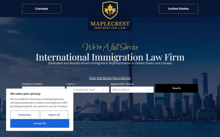 Screenshot of maplecrestlaw.com