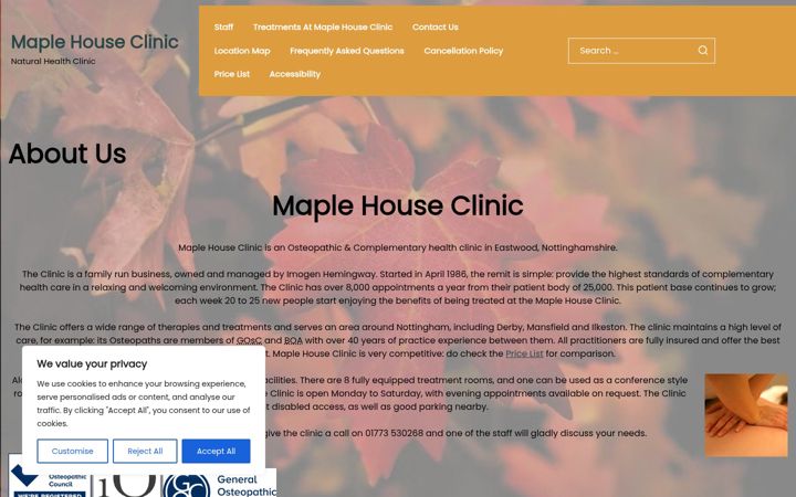 Screenshot of maplehouseclinic.com
