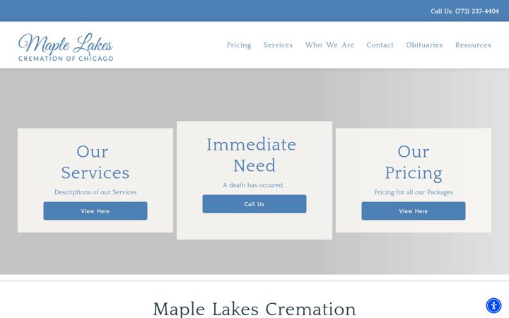 Screenshot of maplelakescremation.com