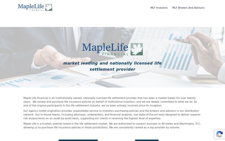 Screenshot of maplelifefinancial.com