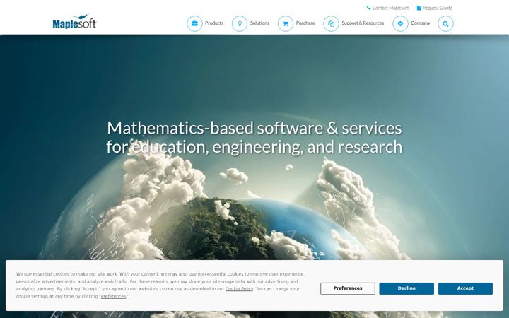Skjermbilde av maplesoft.com