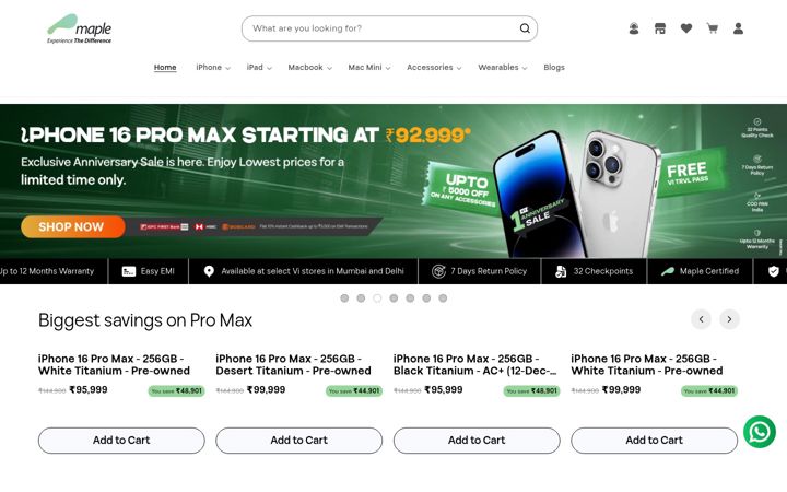 Screenshot of maplestore.in