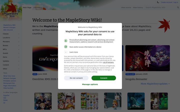 Screenshot of maplestorywiki.net