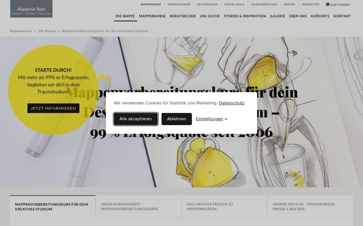 Screenshot of mappenvorbereitungskurs.de