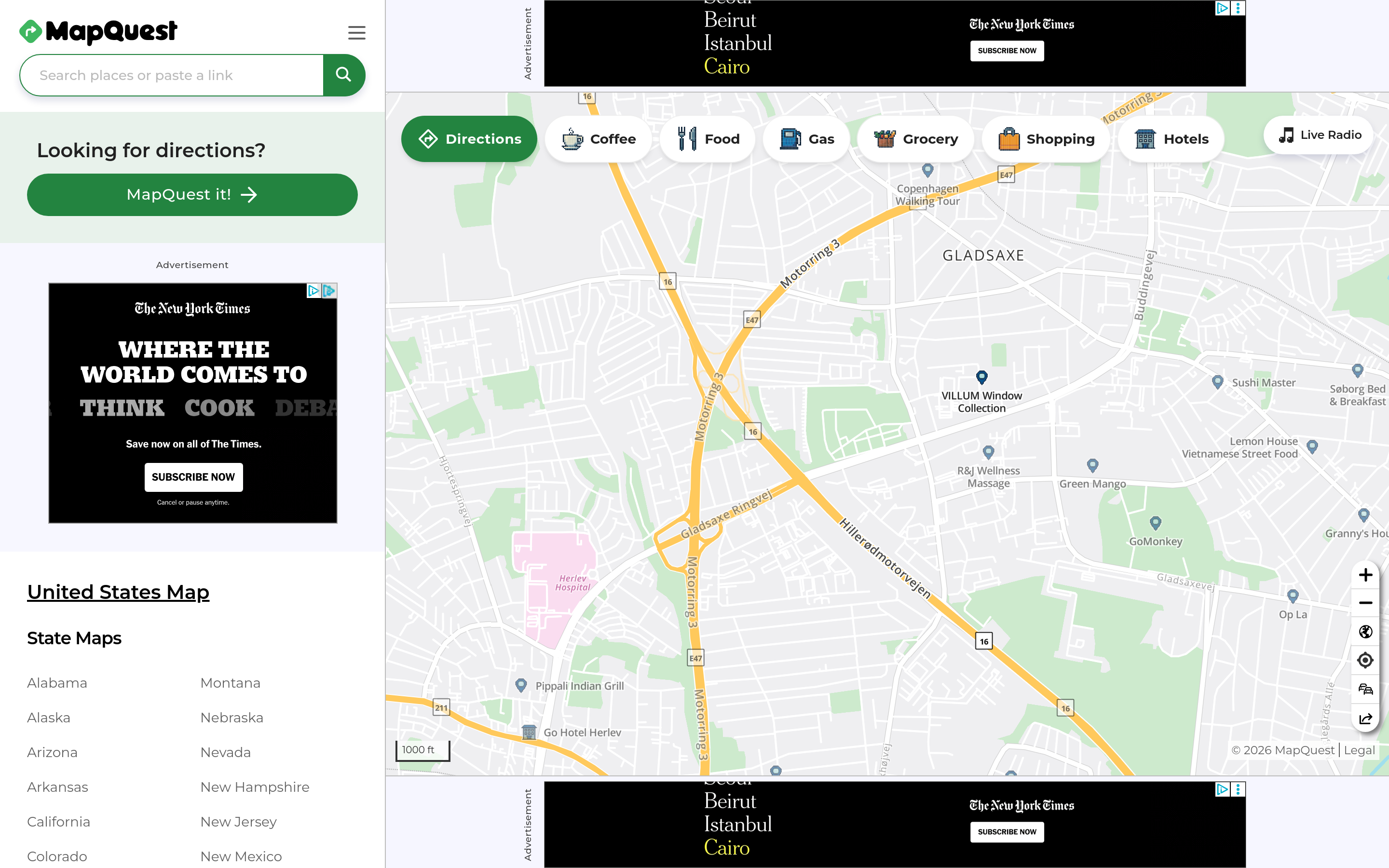 Screenshot of mapquest.com