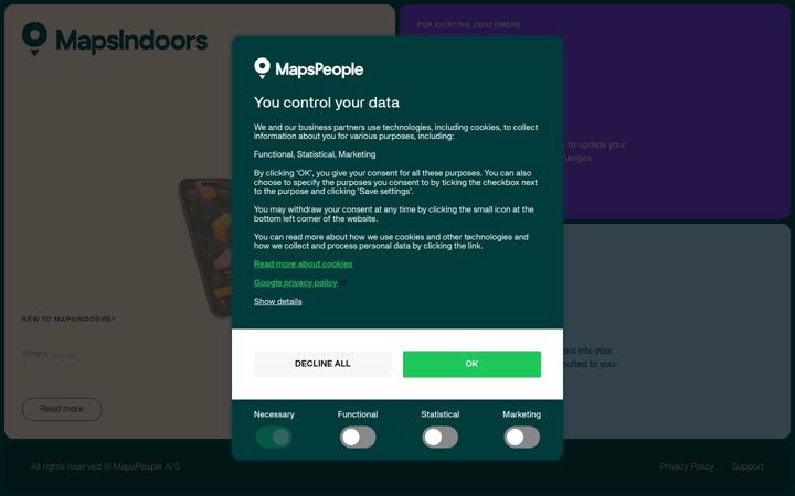 Screenshot of mapsindoors.com