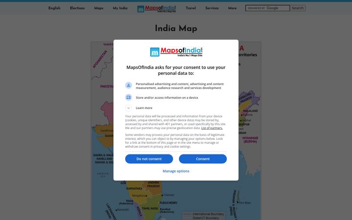 Zrzut ekranu mapsofindia.com