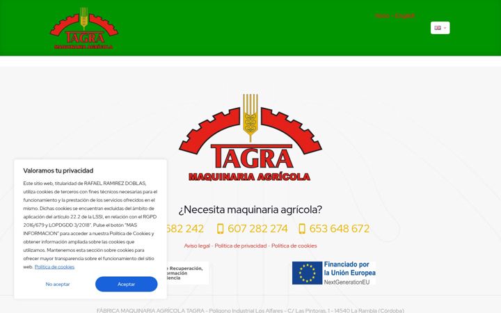 Screenshot of maquinariaagricolatagra.com