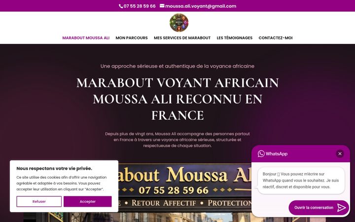 Screenshot of maraboutvoyant-moussa-ali.com