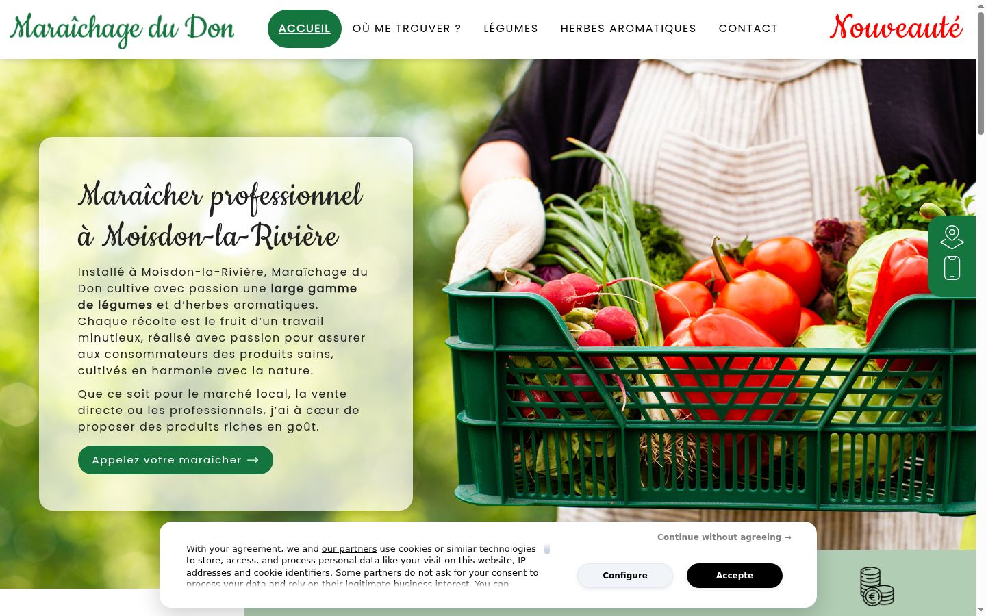 Screenshot del banner di consenso mostrato prima di qualsiasi interazione