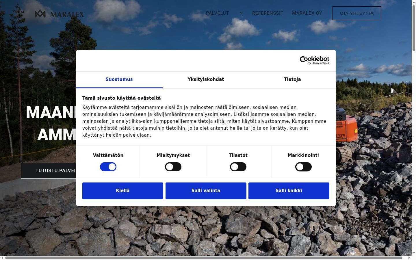 Screenshot of the consent banner shown before any interaction