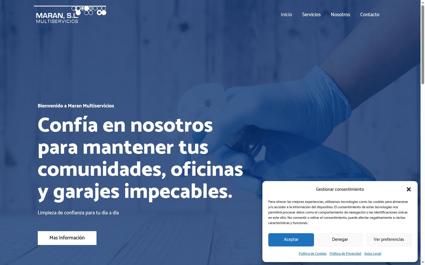 Screenshot del banner di consenso mostrato prima di qualsiasi interazione