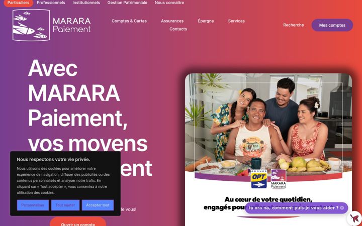 Screenshot of mararapaiement.pf