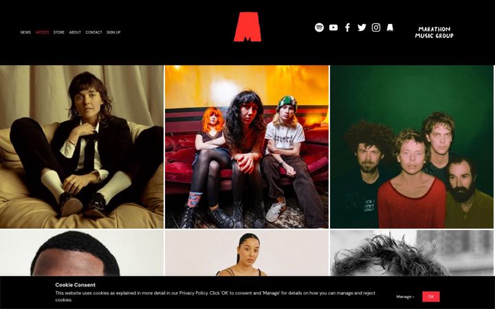 Screenshot of marathonartists.com