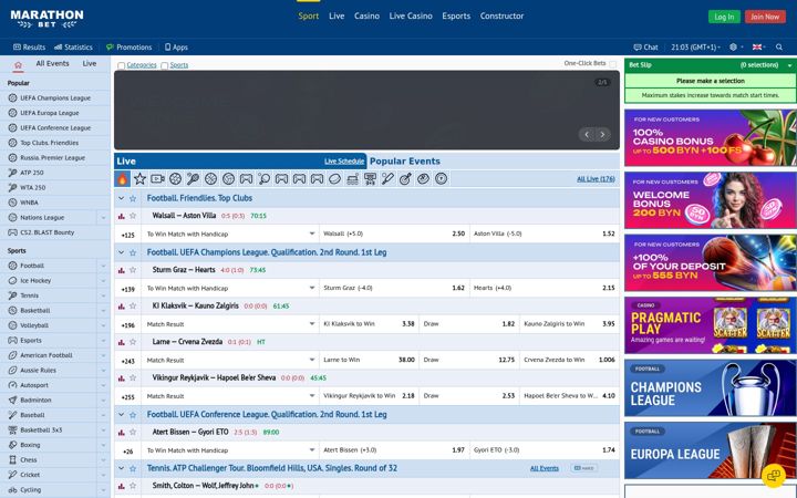 Screenshot of marathonbet.by