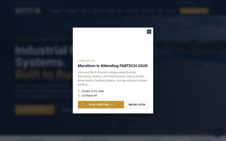 Screenshot of marathonspraybooths.com