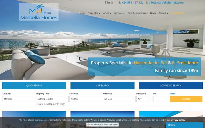 Screenshot του marbellahomes.com