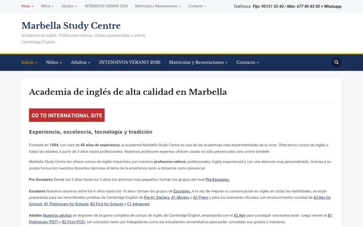 Screenshot of marbellastudycentre.com