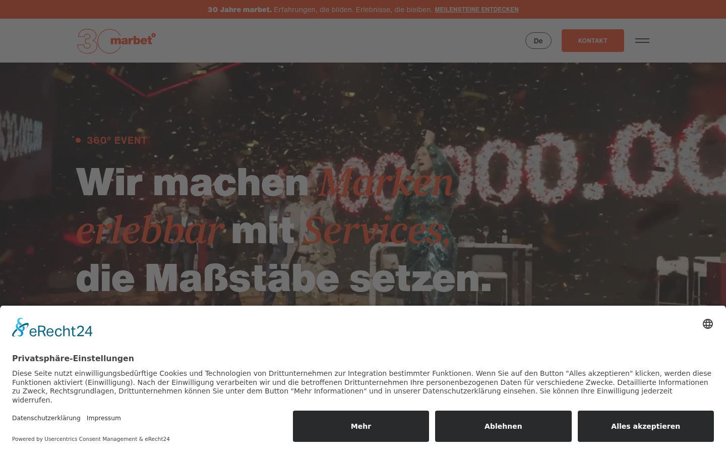 Screenshot del banner di consenso mostrato prima di qualsiasi interazione