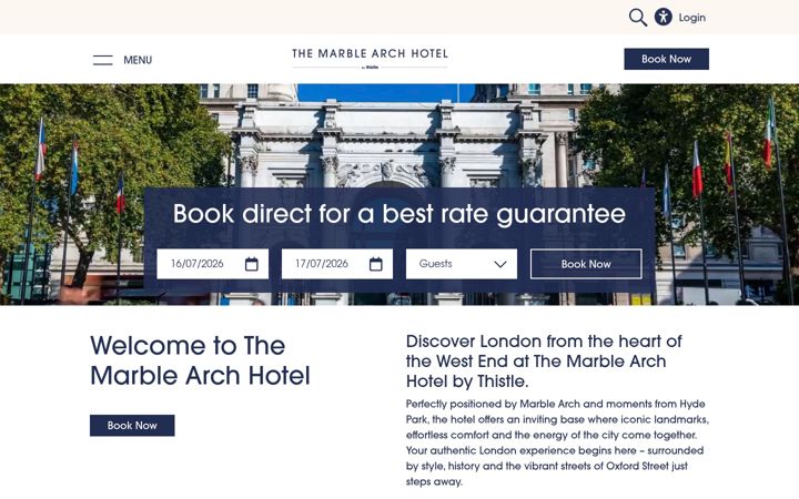 Zrzut ekranu marblearchhotellondon.com
