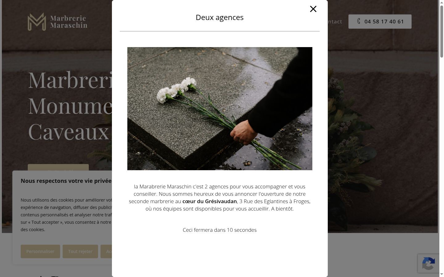 Screenshot del banner di consenso mostrato prima di qualsiasi interazione
