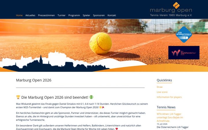 Snimka zaslona za marburg-open.de