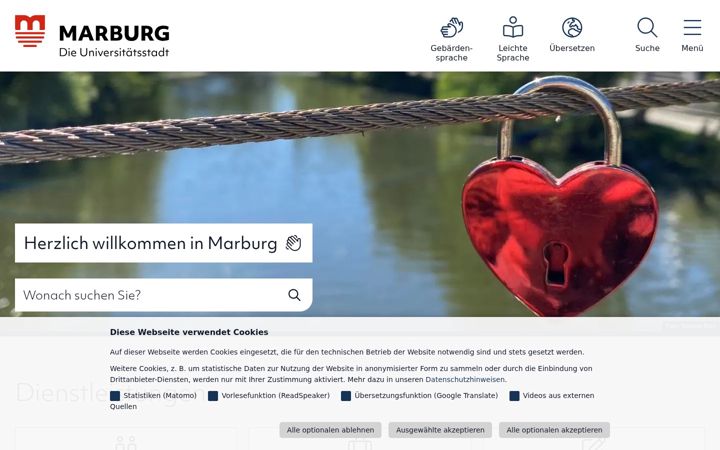Screenshot of marburg.de