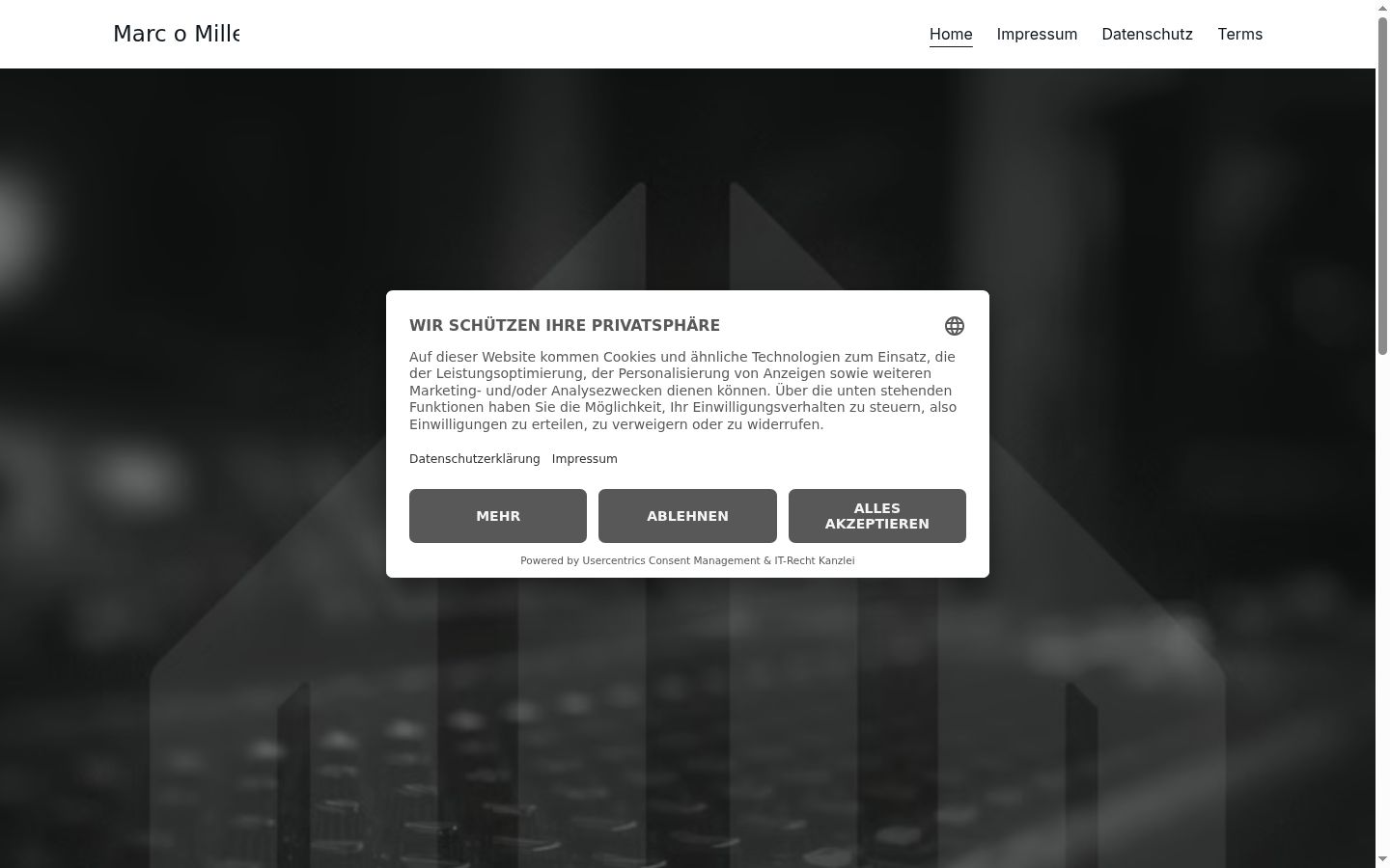 Screenshot del banner di consenso mostrato prima di qualsiasi interazione