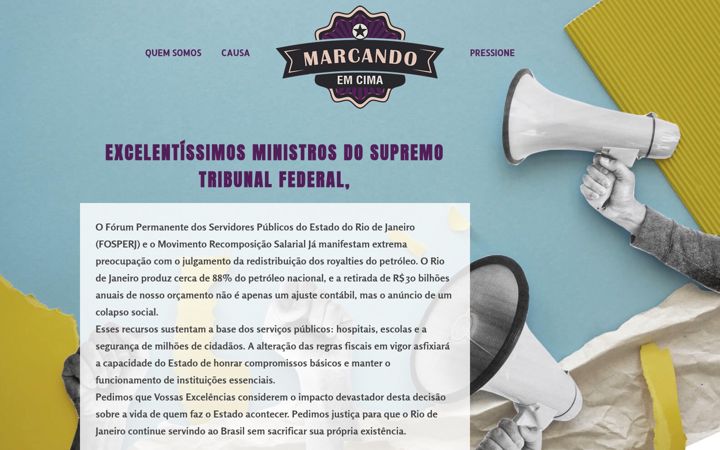 Screenshot of marcandoemcima.com.br