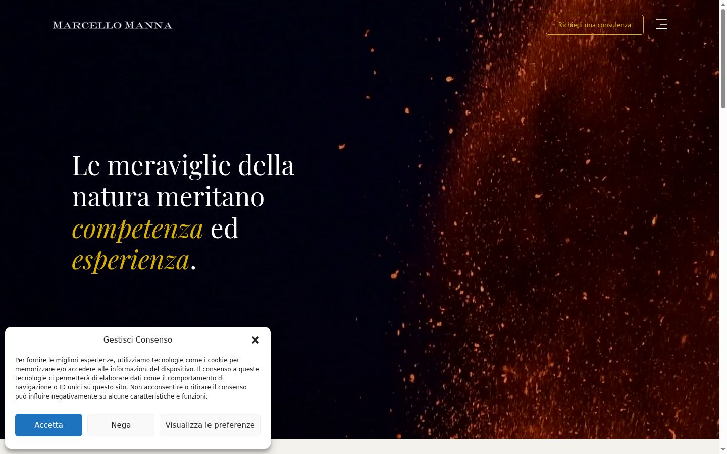 Screenshot del banner di consenso mostrato prima di qualsiasi interazione