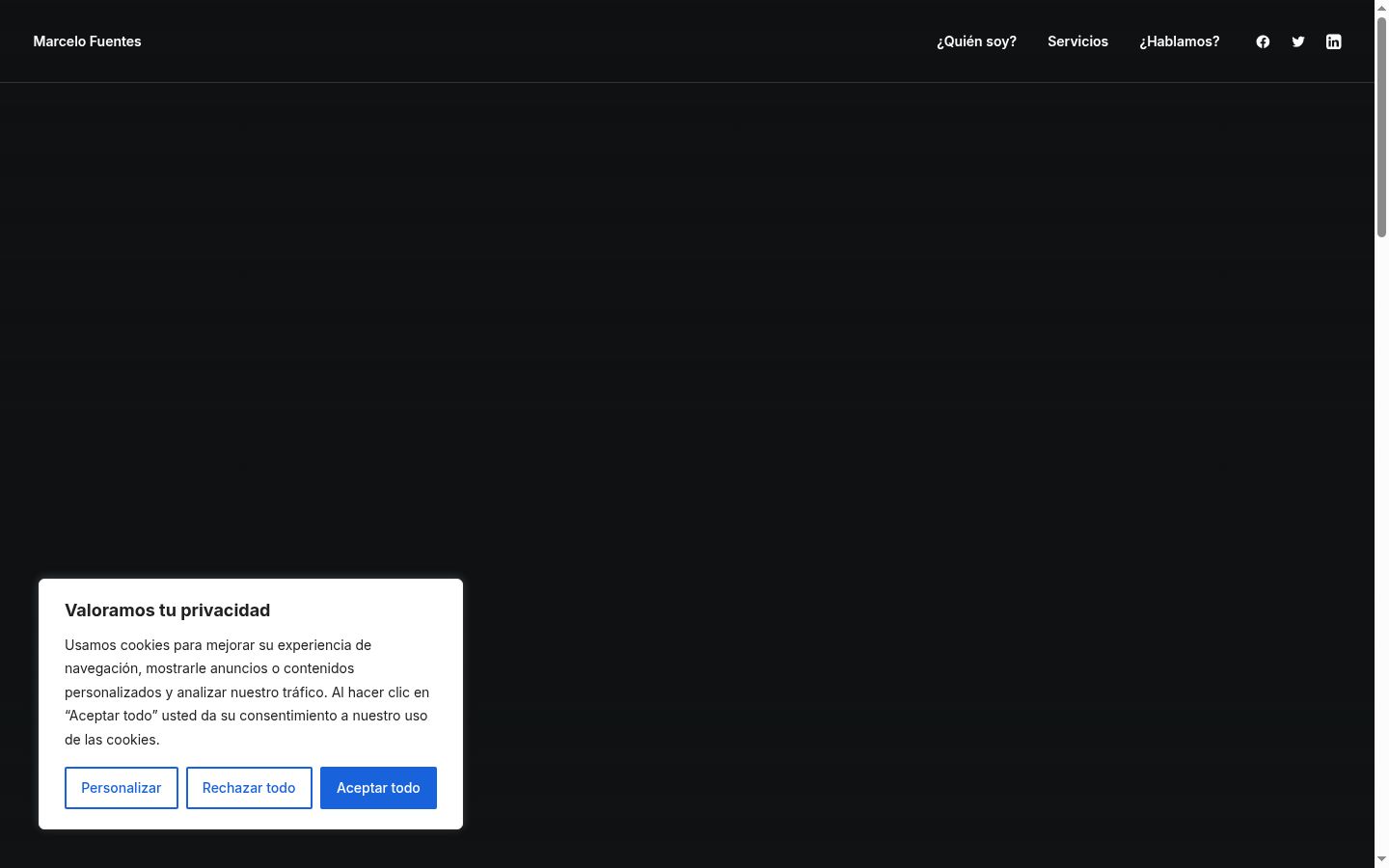 Screenshot of the consent banner shown before any interaction