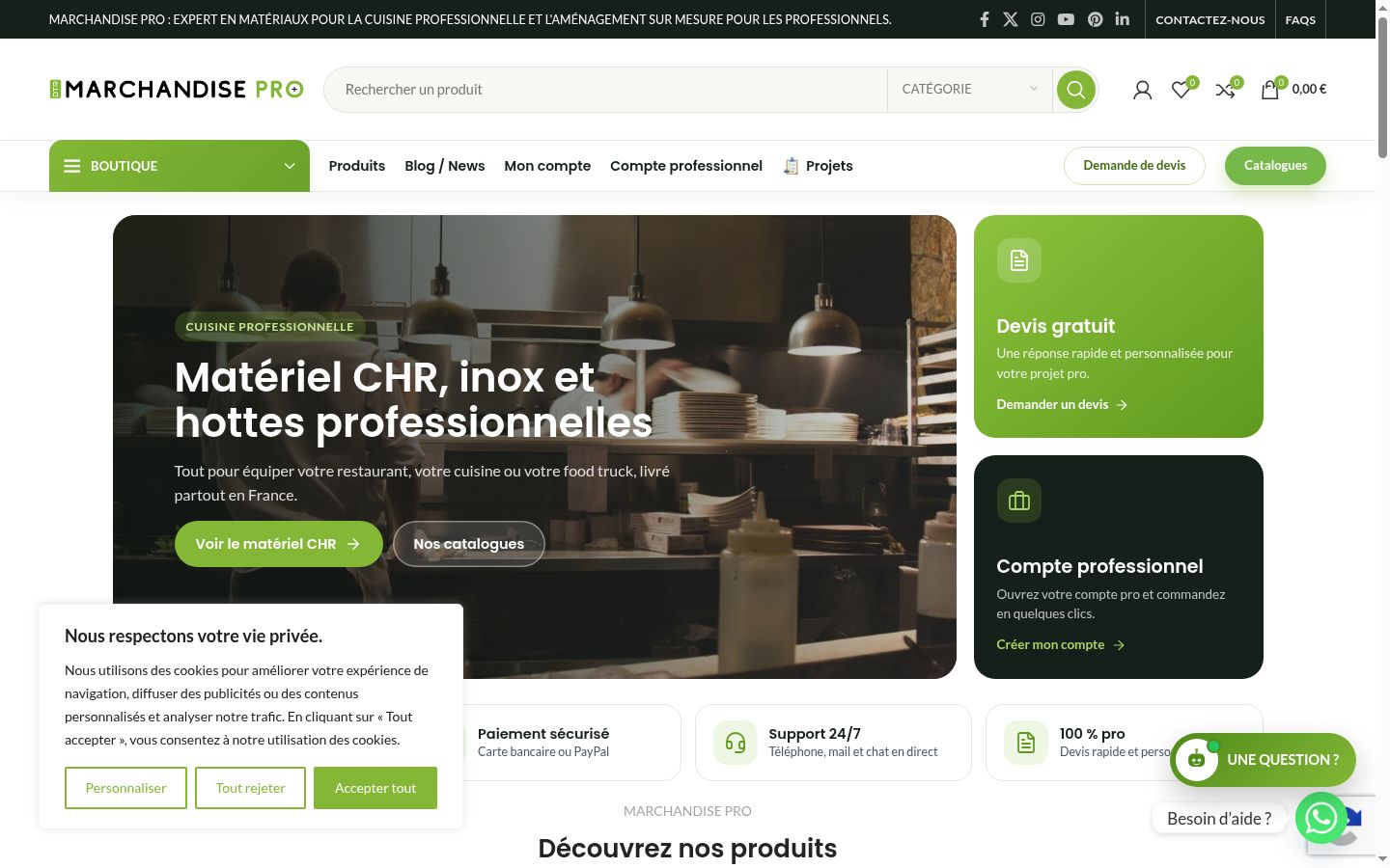 Capture d'écran de la bannière de consentement affichée avant toute interaction
