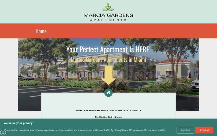 Screenshot of marciagardensapts.com