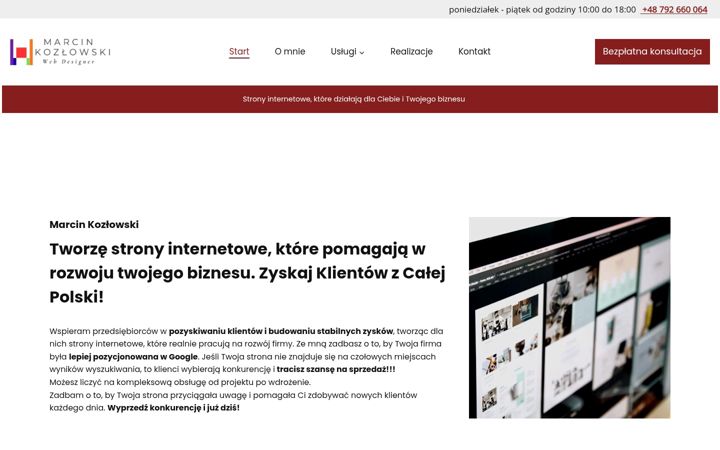 Screenshot of marcinkozlowski.com.pl