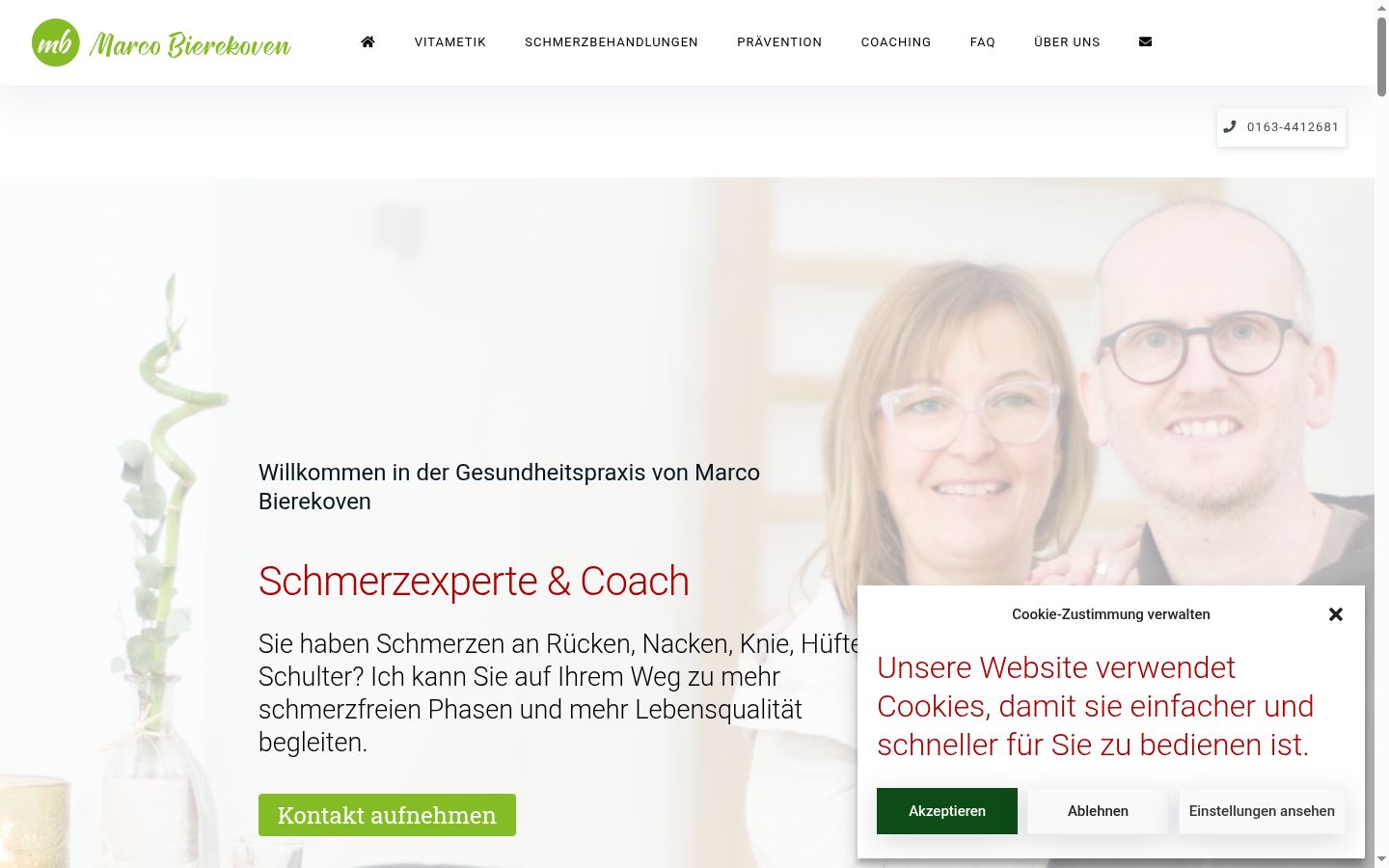Screenshot des Einwilligungsbanners vor jeglicher Interaktion