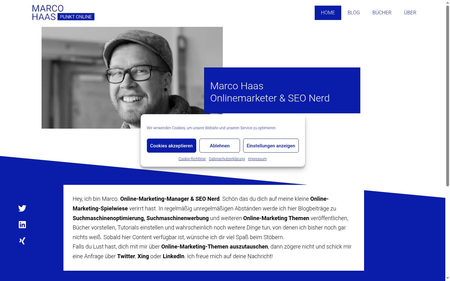 Screenshot del banner di consenso mostrato prima di qualsiasi interazione