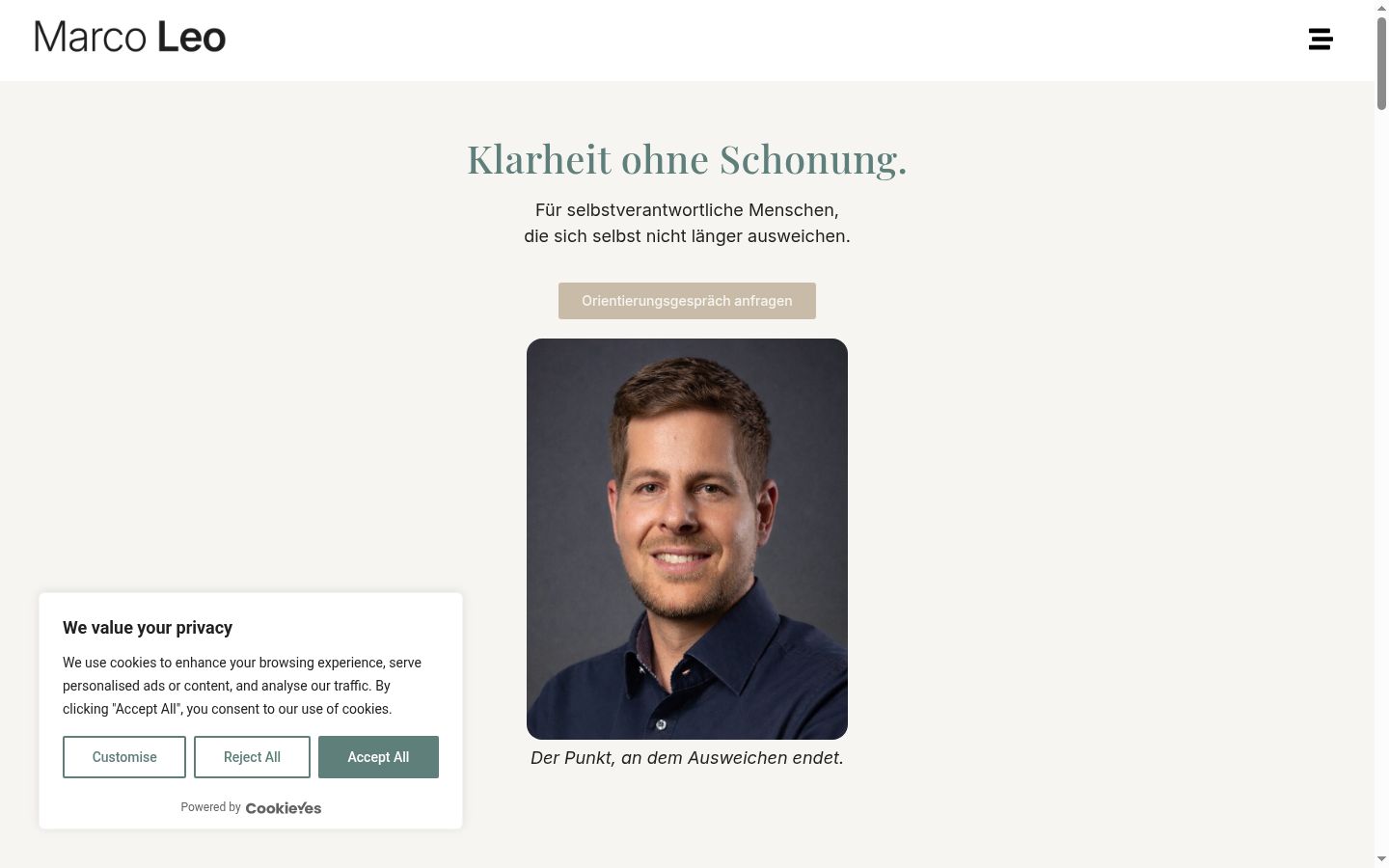 Screenshot del banner di consenso mostrato prima di qualsiasi interazione