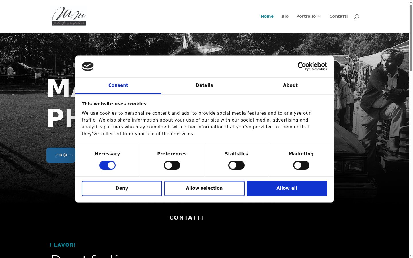 Screenshot del banner di consenso mostrato prima di qualsiasi interazione