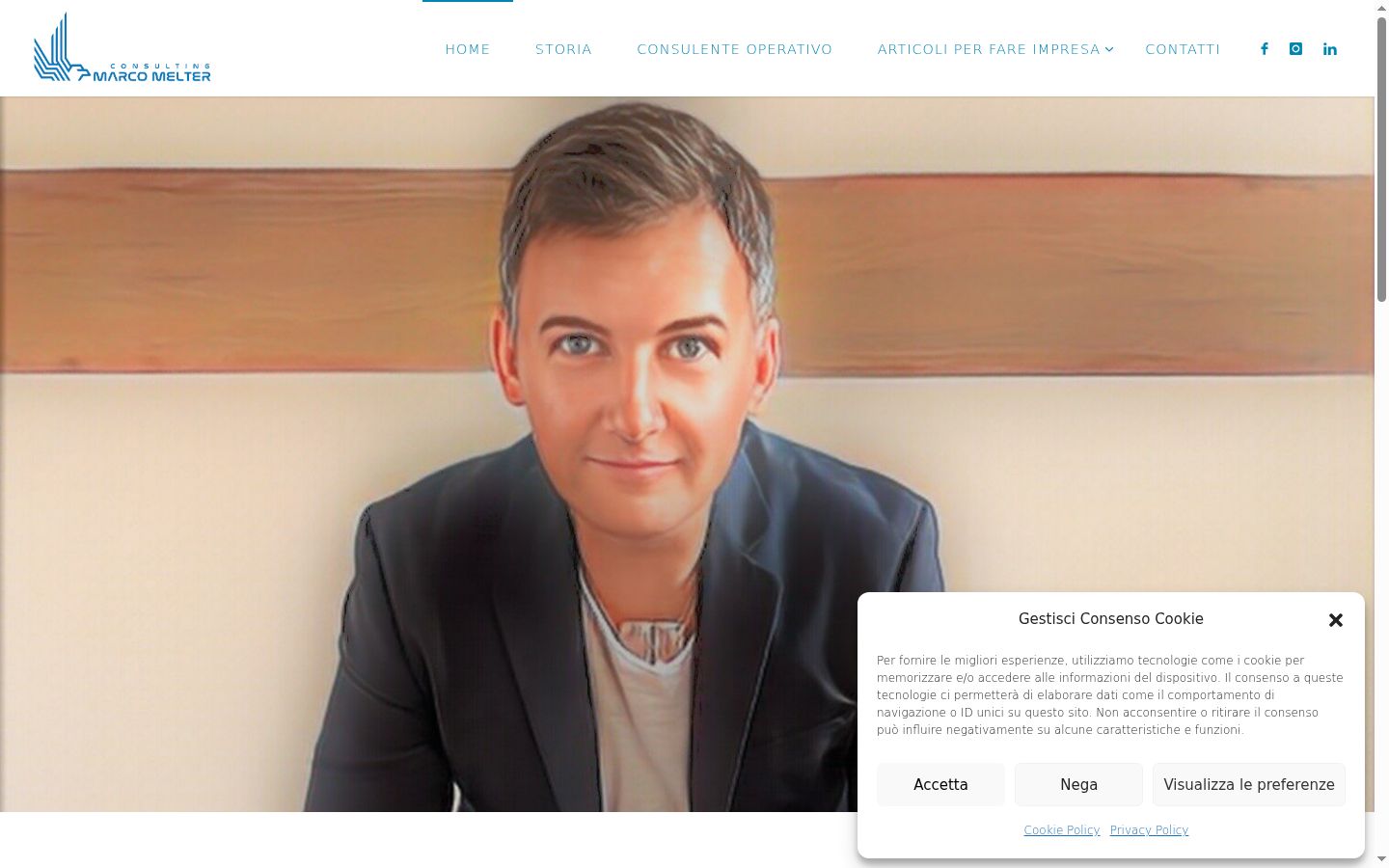 Screenshot del banner di consenso mostrato prima di qualsiasi interazione