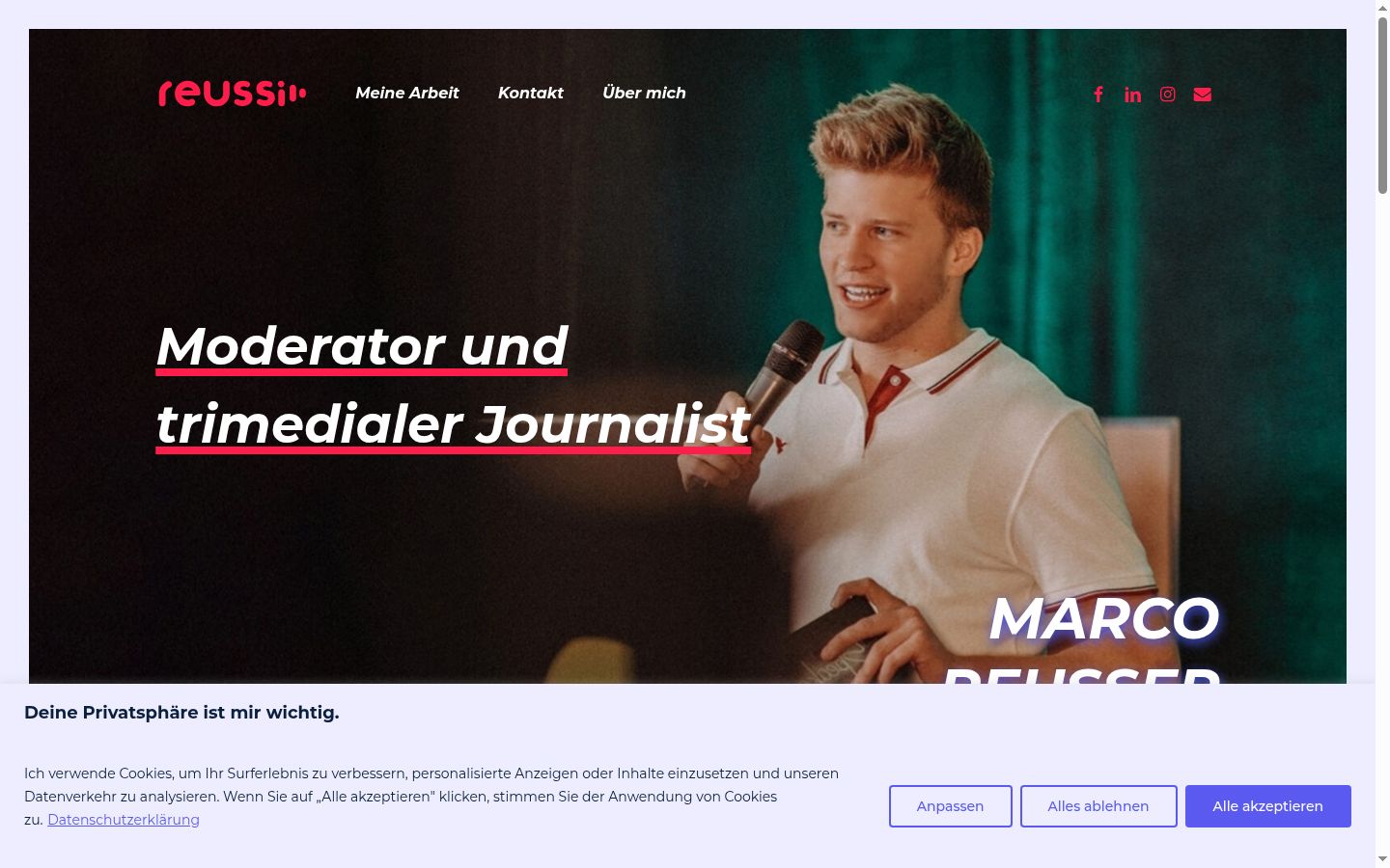 Screenshot des Einwilligungsbanners vor jeglicher Interaktion