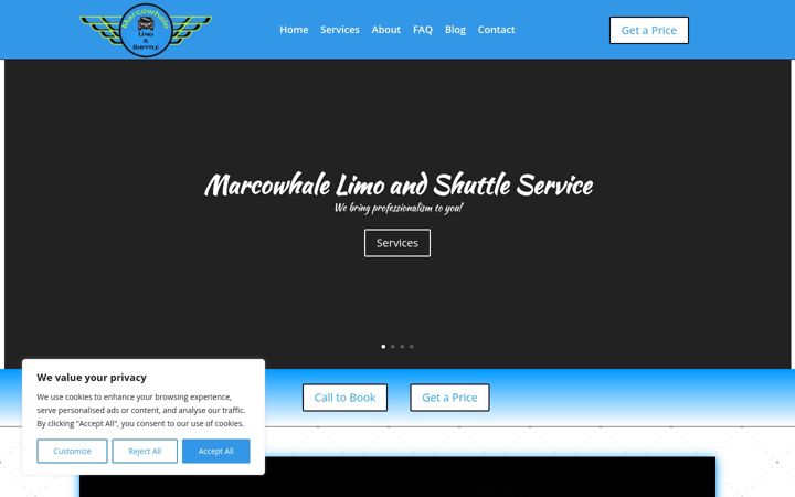 Screenshot of marcowhaleshuttle.com